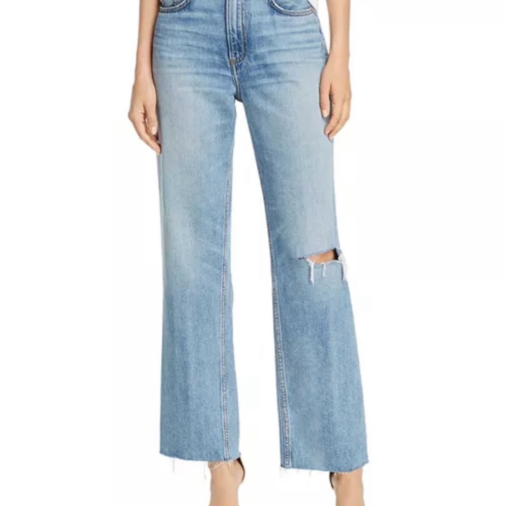rag & bone Ruth Super High-Rise Raw Edge Straight Leg Jeans in Melanie